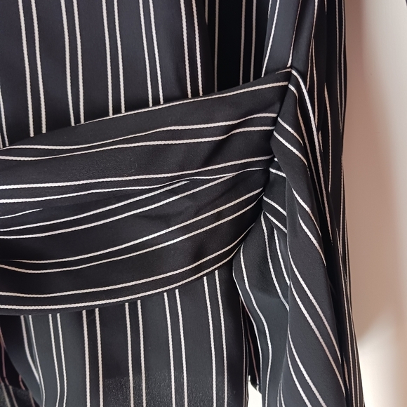 Calvin Klein Black Stripe Wrap Style Blouse - Picture 13 of 14